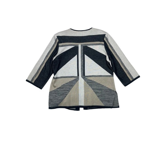 Ming Wang Sweater Cardigan Women Large Color Block Perforated 3/4 Sleeve - Picture 4 of 5